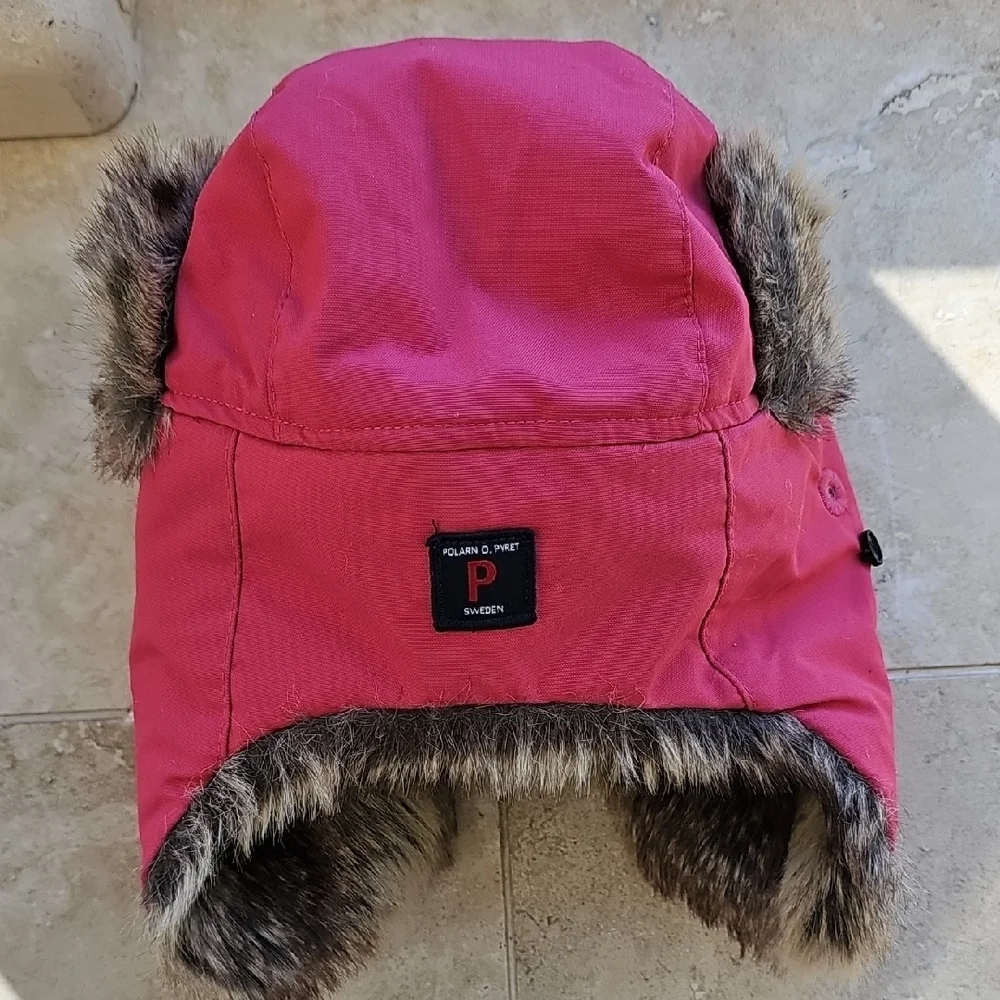 Polarn O. Pyret Kids Winter Trapper Hat Size 54 (6–9 Years) Pink Faux Fur